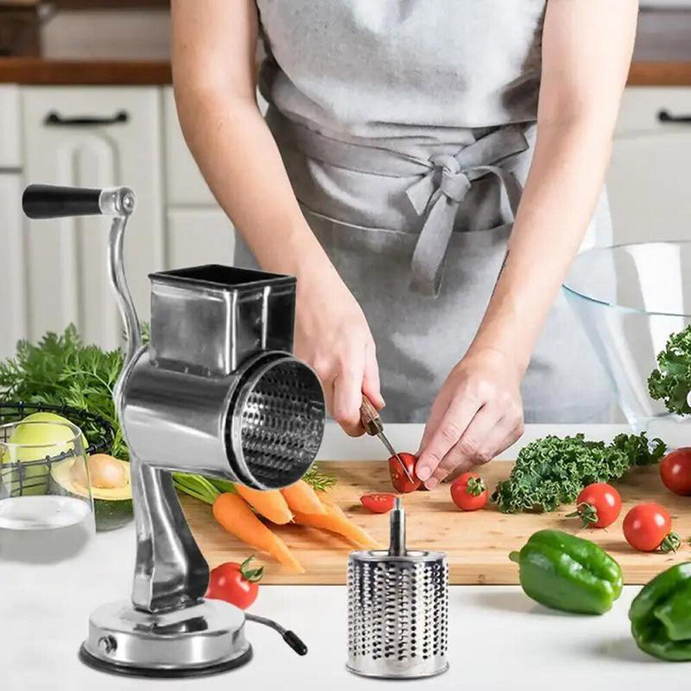 Stainless Steel Rotary Cheese Grater Hand Drum Slicer Crank Vegetable Chopper US