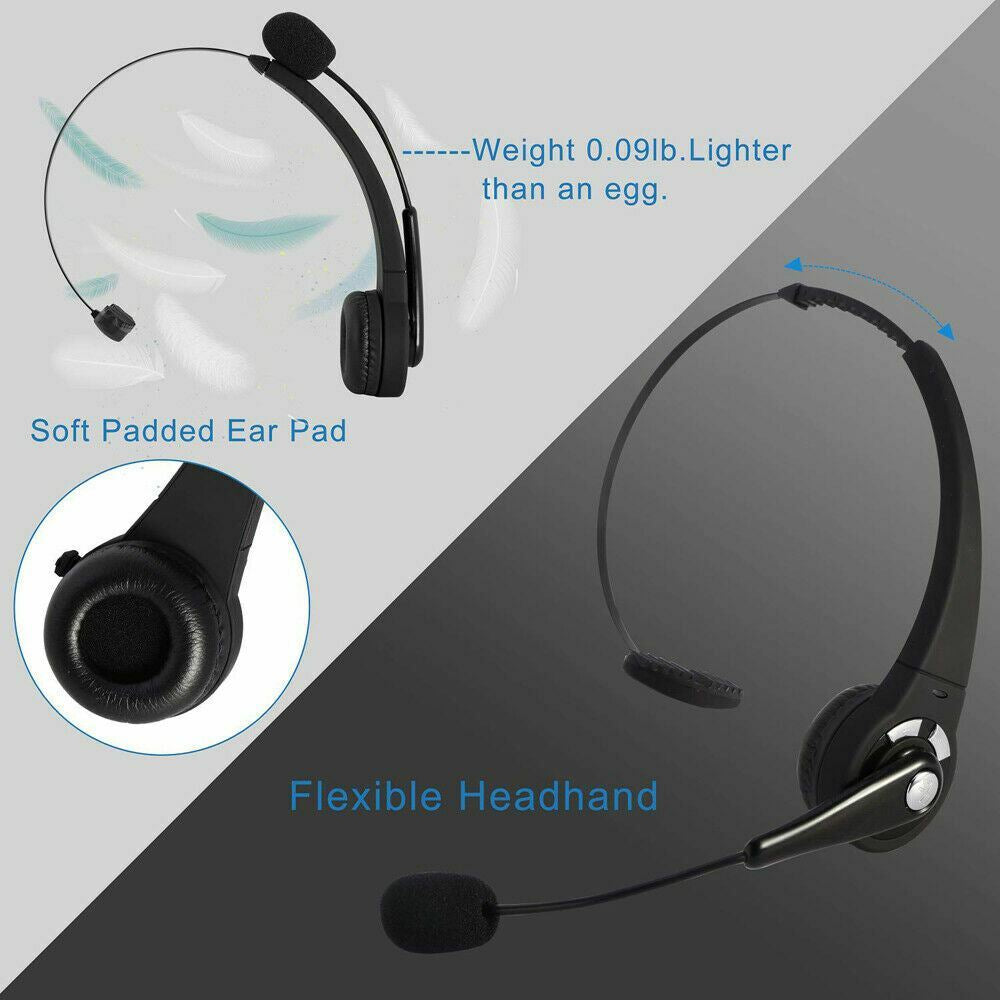 Wireless Headset Truck Driver Noise Cancelling Over-Head Bluetooth Headphones US