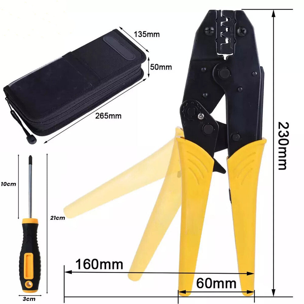 Ratcheting Crimping Tool Kit Cord End Terminals Wire Crimper Pliers 4Dies W/Case