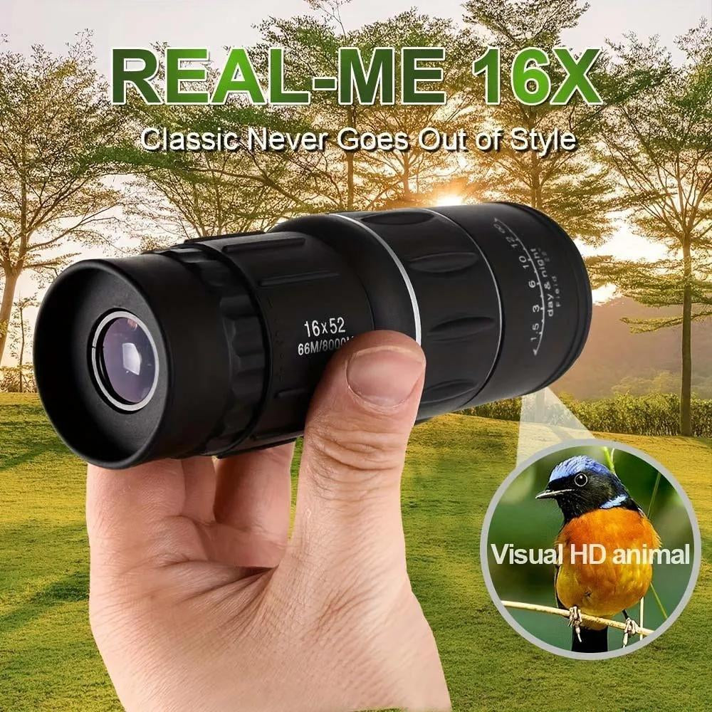 16X52 Dual Focus Monocular Zoom Rubber Armored Telescope for Hunting / Camping