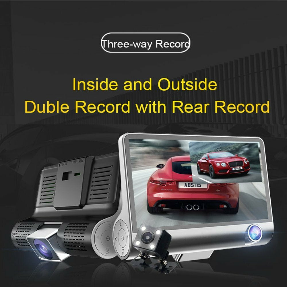 1080P 4" Dual Lens HD Car DVR Rearview Video Dash Cam Recorder Camera G-Sensor