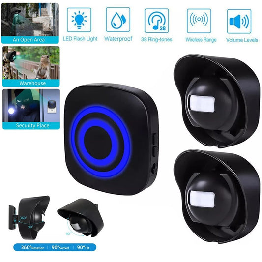 H2C8 Waterproof 656Ft Wireless Driveway Alarm Motion Sensor Alarm Indoor Outdoor