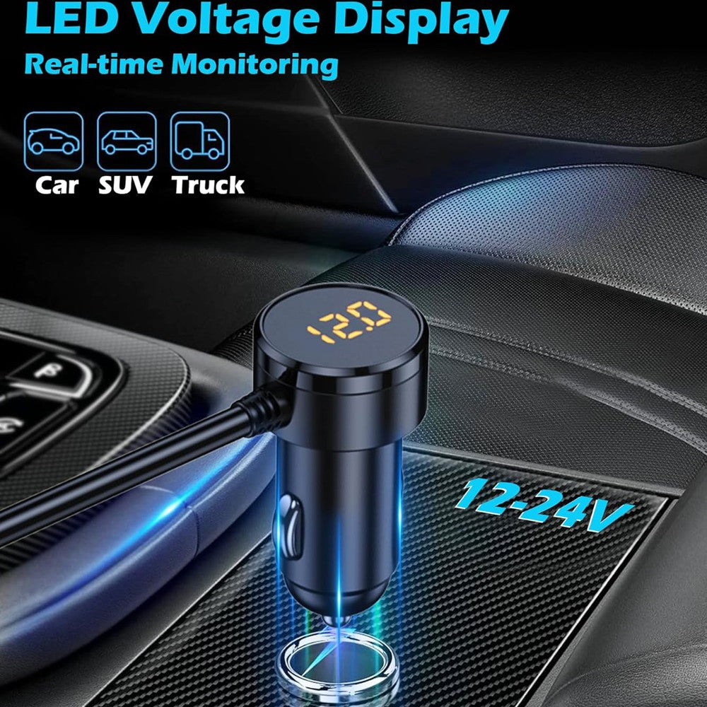 Quick Charge 3-Way Car Cigarette Lighter Socket Splitter 7 in 1 Power Adapter US