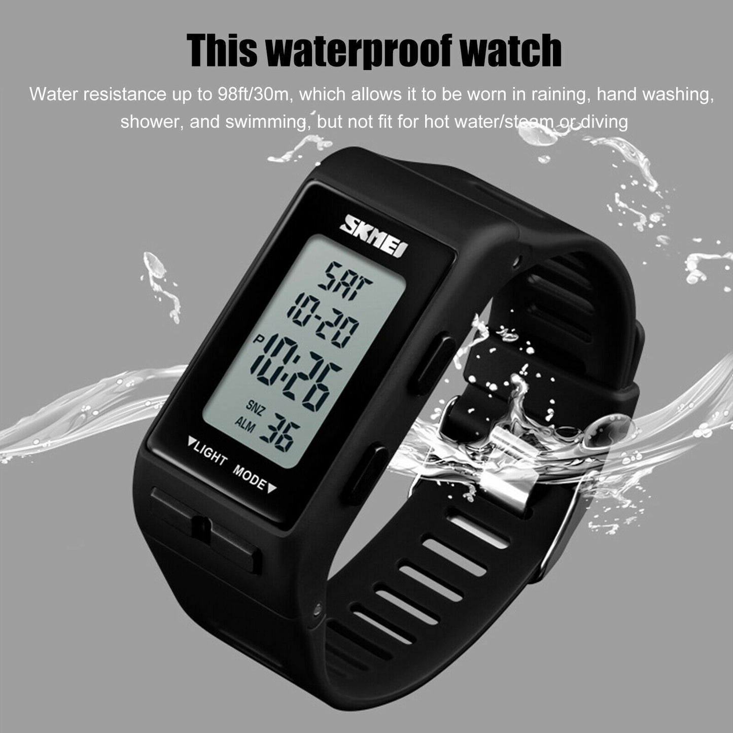 Digital Watch Men'S Women'S Sport Band Wrist LED Waterproof Chronograph Repeater