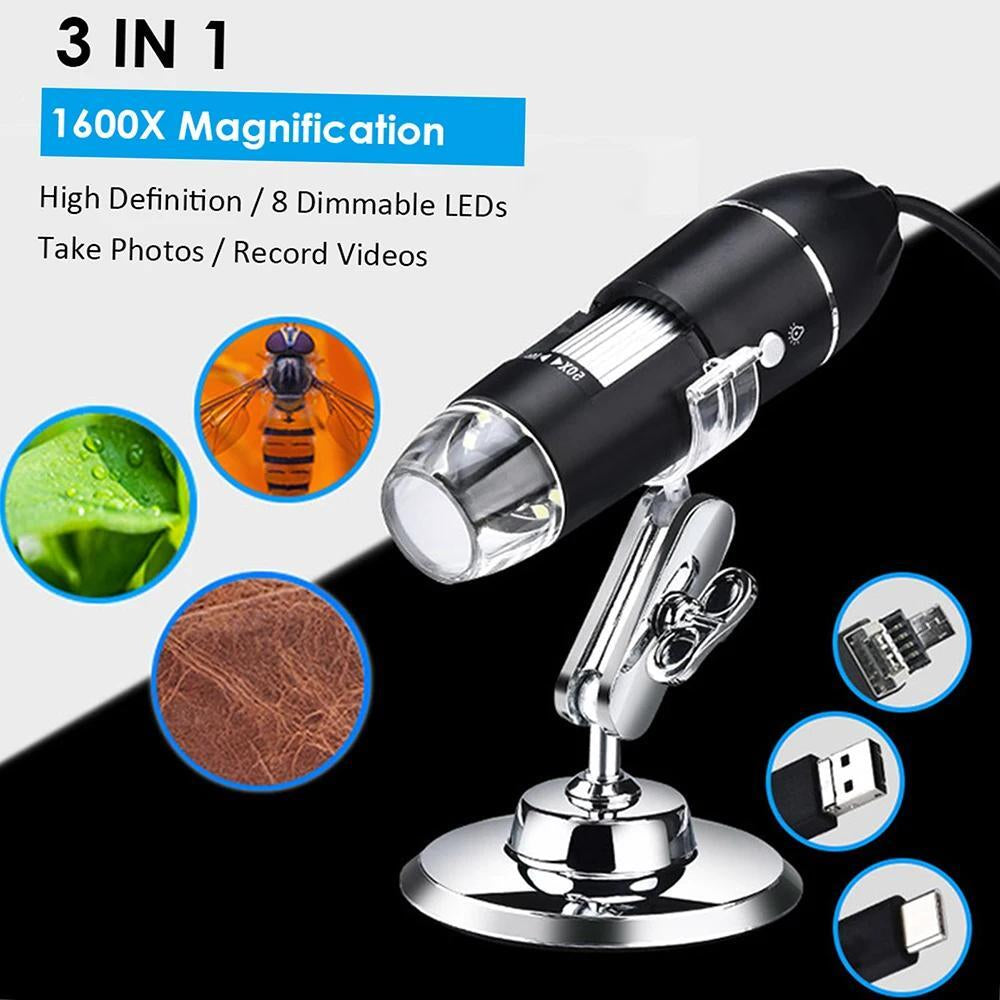 1600X Zoom 8 LED HD USB Microscope Digital Magnifier Endoscope Video Camera US