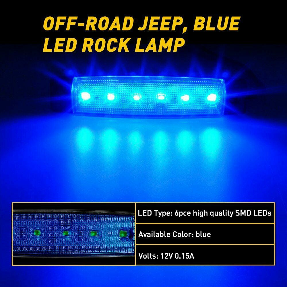 10 Blue LED Pods Rock Underbody Wheel Lights for Jeep Offroad Truck UTV ATV Boat