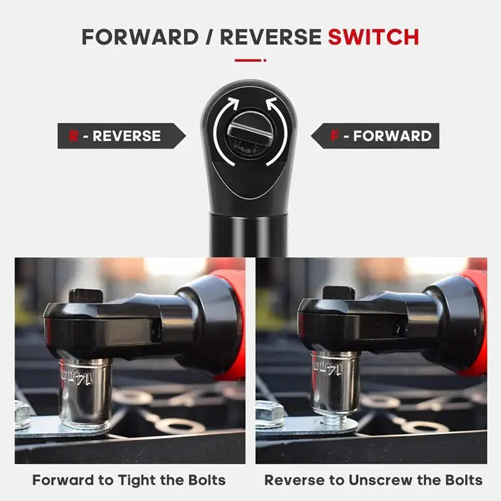 Electric Cordless Ratchet 3/8" Right Angle Wrench Impact Power Tool + 2 Battery