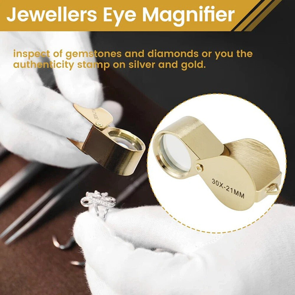 30X Jewelers Loupe Magnifier Inspection Coin Loop Magnifying Glass Eye Pocket
