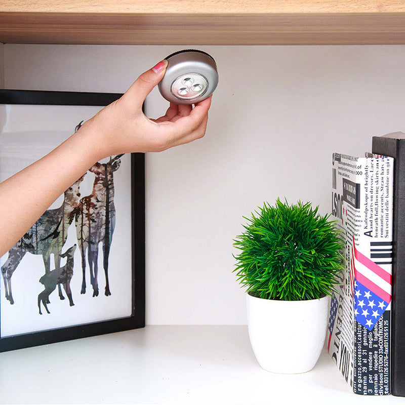 4 PCS 3 LED Touch Push On/Off Light Self-Stick on Click Battery Operated Lights