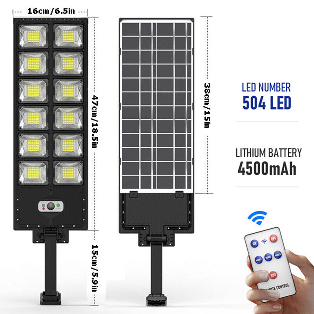 504 LED Solar Lamp Outdoor Street Light Motion Sensor Commercial Dusk to Dawn US