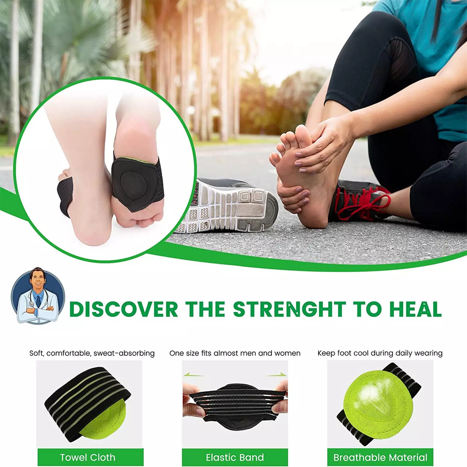 6 Pairs Arch Support Relief Cushioned Foot Plantar Fasciitis Pain Shoe Insoles