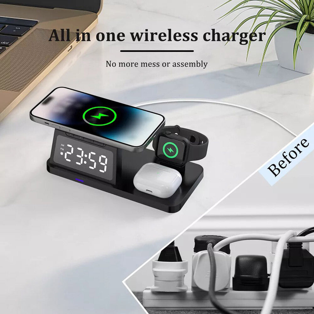 4In1 Fast Wireless Charger Station Dock for Apple Watch Iphone 15 14 13 Pro Max