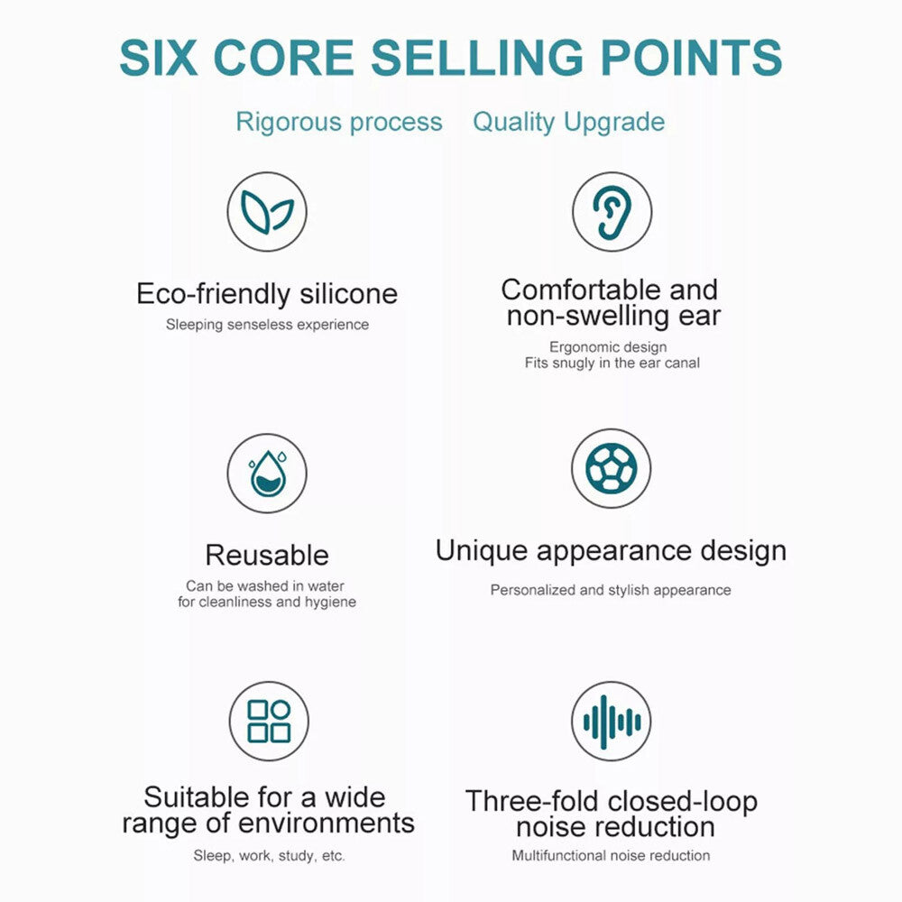 Reusable Silicone Ear Plugs Noise Cancelling Earplugs Protector Study Sleep Swim