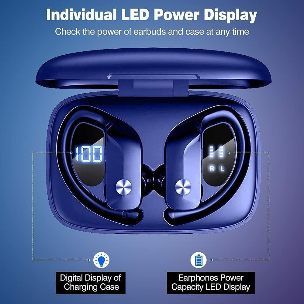 Bluetooth 5.0 True Wireless Earbuds with Mic Headphones Earhook Sport Waterproof