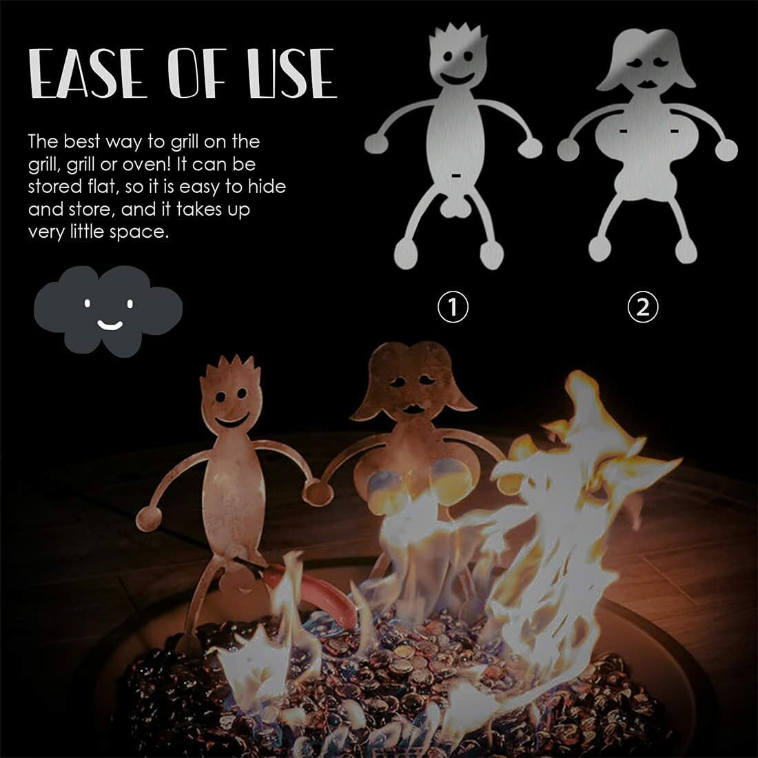 BBQ Sticks Fork Barbeque Roasting Campfire Hot Dog Boys Girls Marshmallow Funny