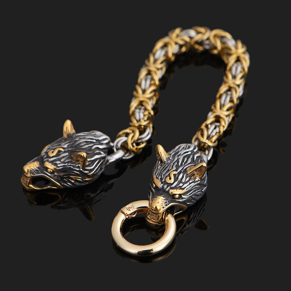 Nordic Celtic Wolf Men'S Retro Handmade Stainless Steel Bracelet Jewelry Fashion