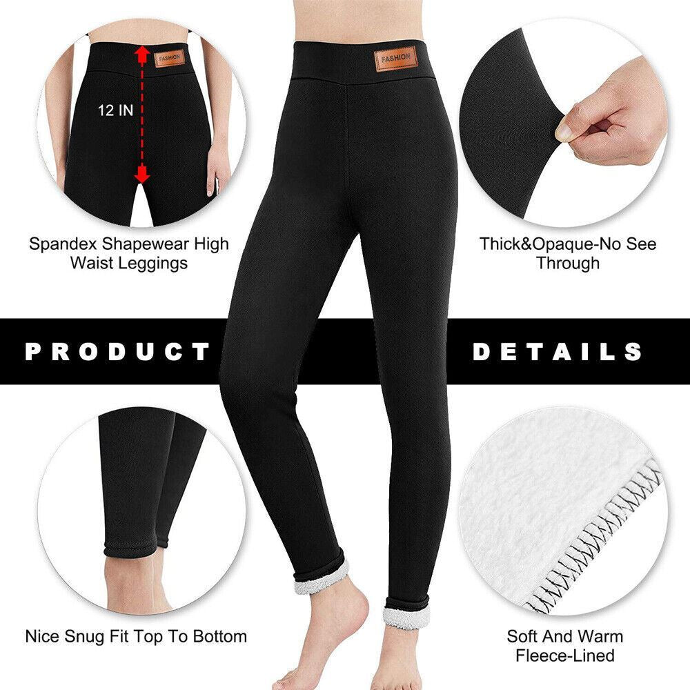 Women Winter Warm Sherpa Fleece Lined Leggings Thick Cashmere Thermal Pants US