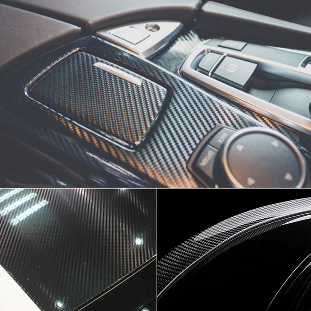 Auto Accessories 7D Glossy Carbon Fiber Vinyl Film Car Interior Wrap Stickers US