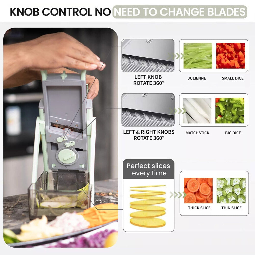 5 in 1 Vegetable Chopper Safe Mandoline Slicer Food Potato Cutter Adjustable US