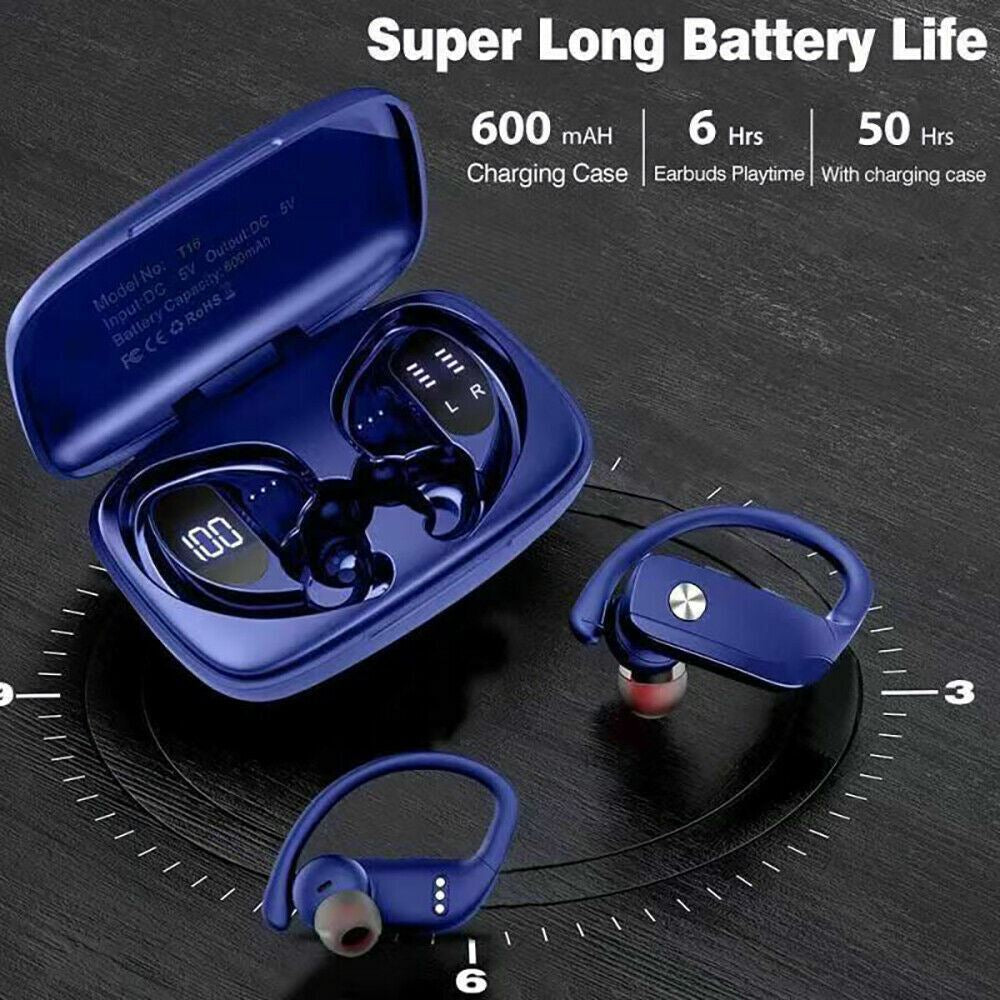 Bluetooth 5.0 True Wireless Earbuds with Mic Headphones Earhook Sport Waterproof