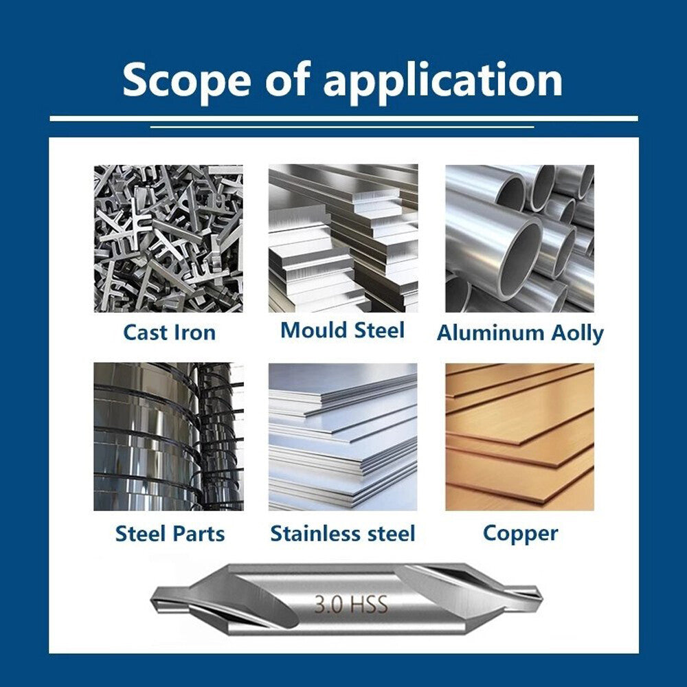 2X Center Drill 60° A-Type High Speed Steel Center Spotting Punch 3.0X7.7X55Mm