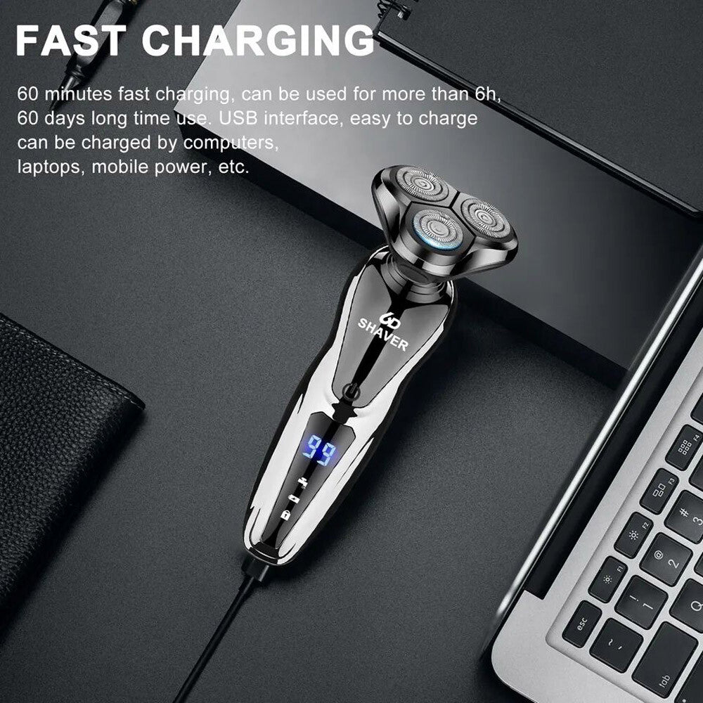 Men Wet/Dry Electric Shaver Trimmer Rotary Razor Beard Shaving USB Rechargeable