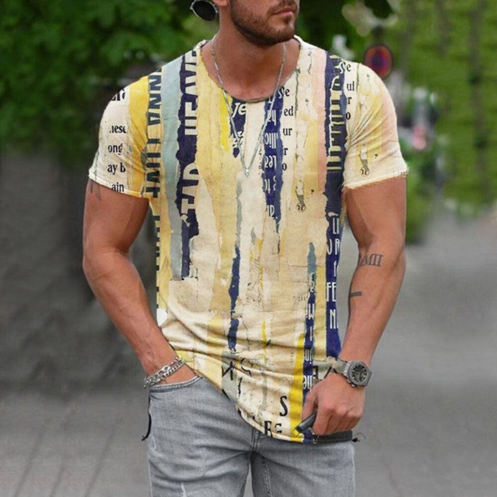Mens T-Shirt Vintage Short Sleeve Blouse Summer Casual Fitness Tops Tee 2022 US