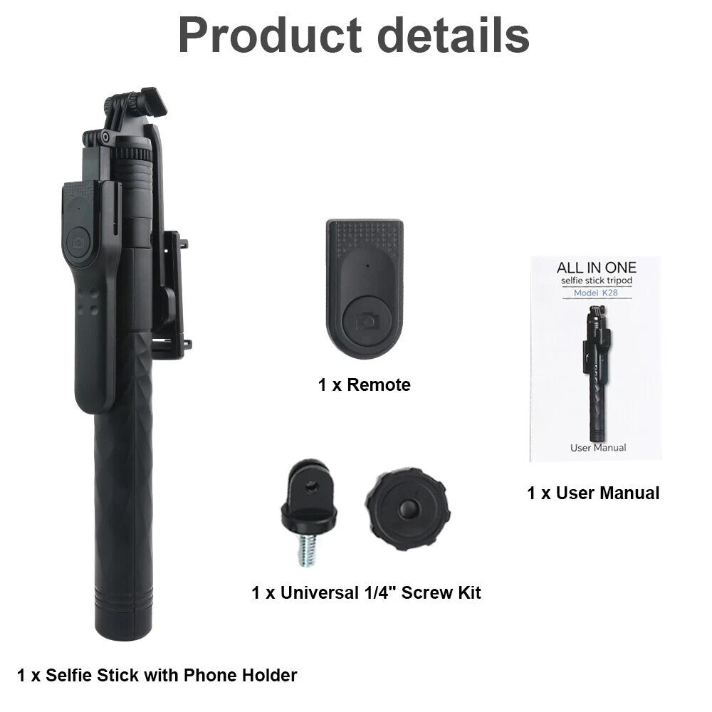 68" Wireless Selfie Stick Tripod Stand Foldable Remote for Phone Shooting Live