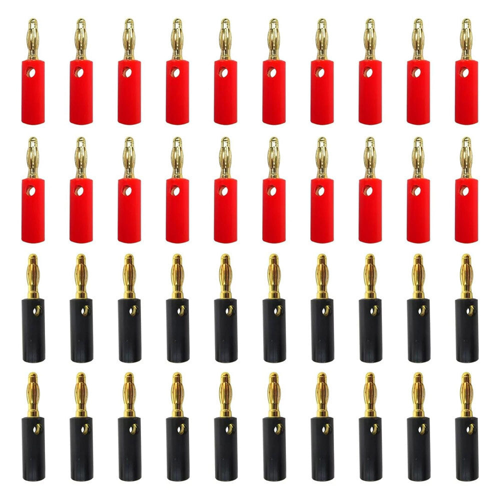 40PCS 4Mm Gold Plated Banana Plugs Audio Jack Speaker Wire Cable Screw Connector