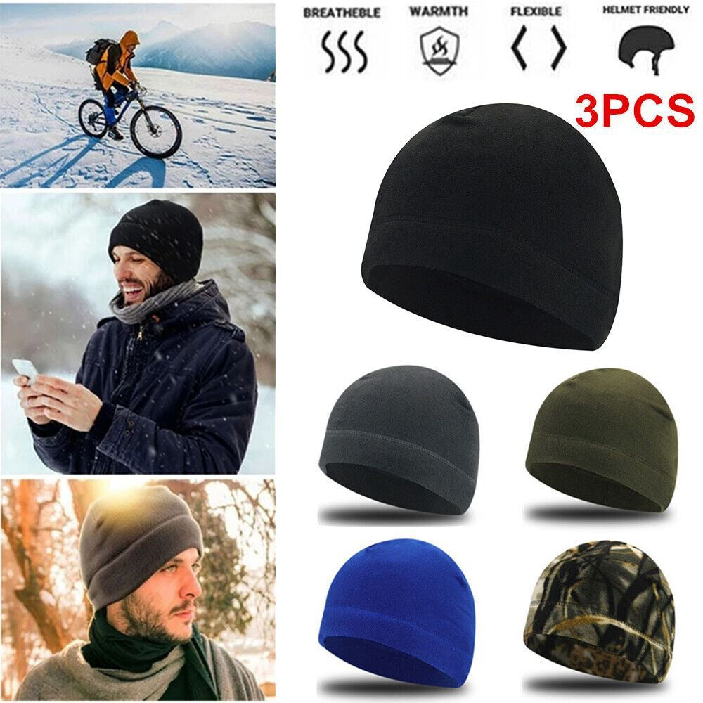 3 Packs Military Tactical Skull Cap Winter Warm Fleece Windproof Ski Beanie Hats