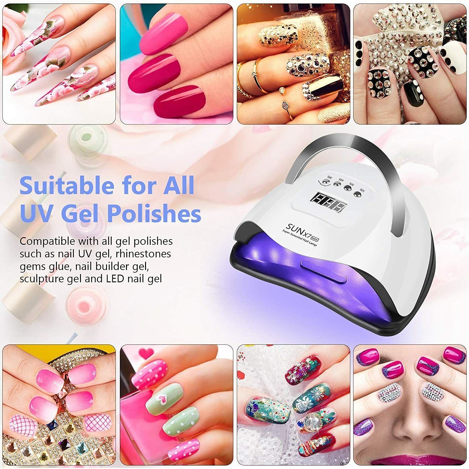 Professional LED UV Nail Dryer Gel Polish Lamp Salon Manicure MAX 180W SUN X7 US