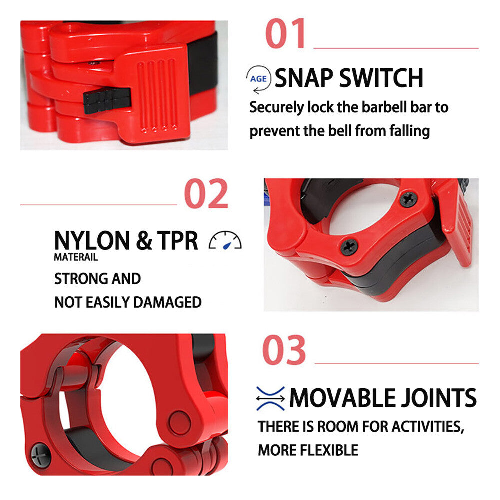 US Olympic 1-2" Inch Barbell Clamps Quick Release Standard Bar Weight Plates