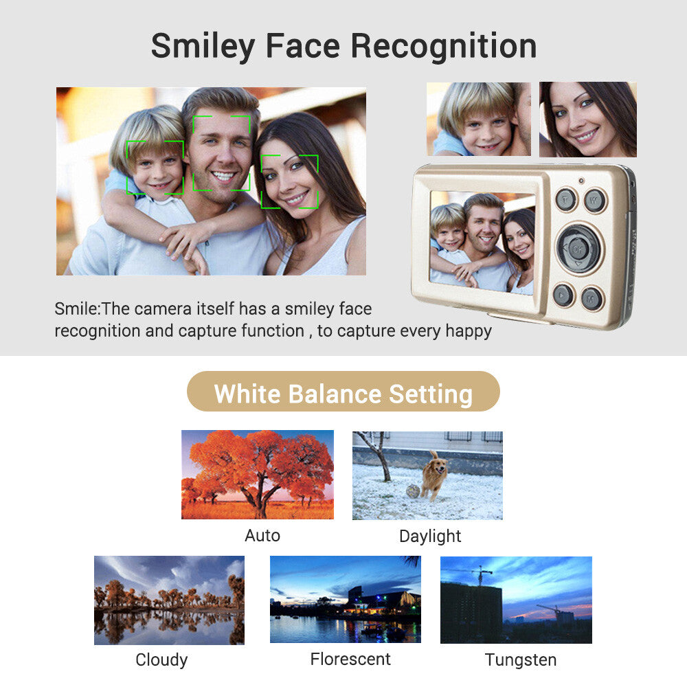 Digital Camera 2.4 Inch TFT LCD Screen 4X Zoom HD 16MP 1080P Anti-Shake Mic US
