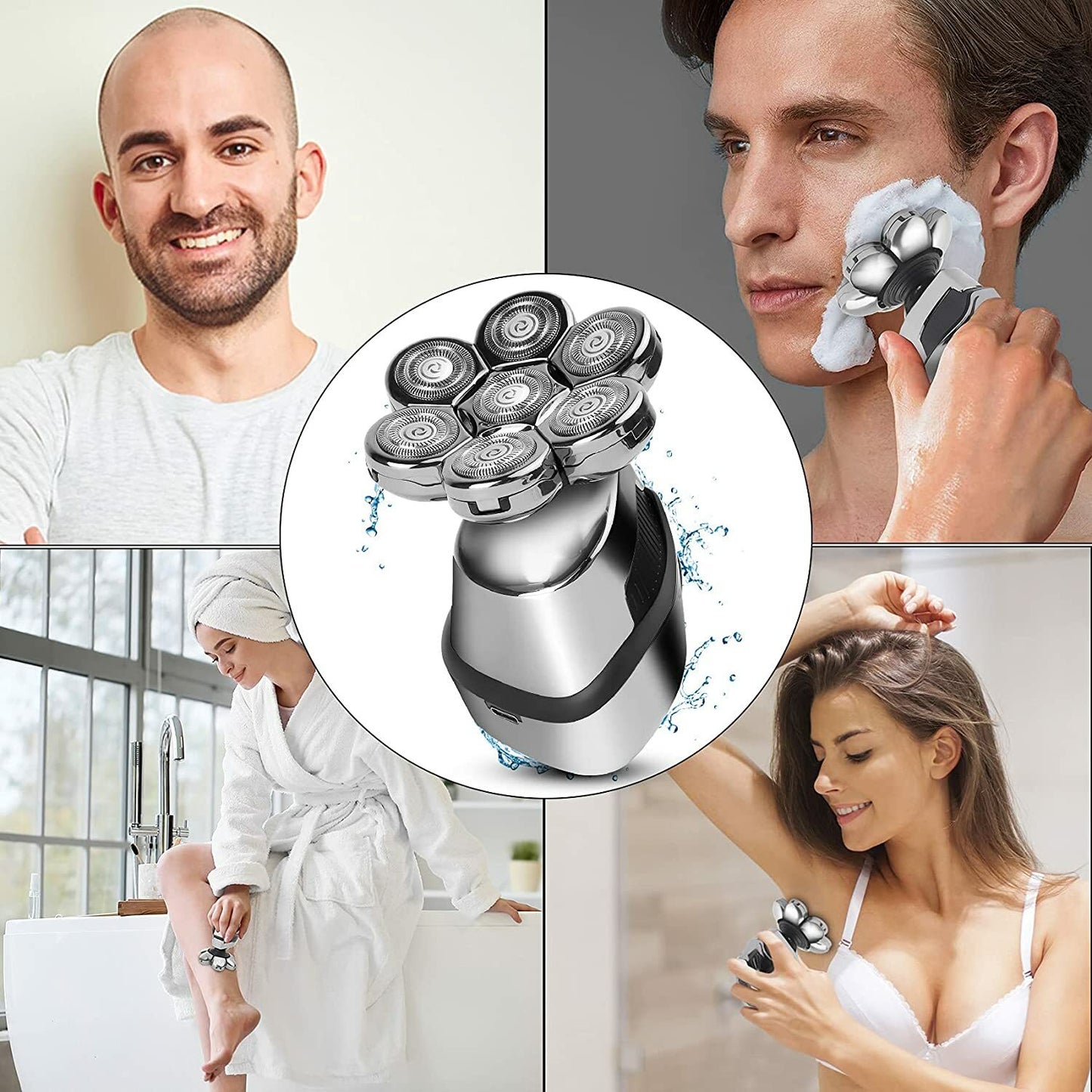 Men'S Razor Rotary Waterproof Electric Shaver Pop-Up Trimmer Wet Dry Cordless US