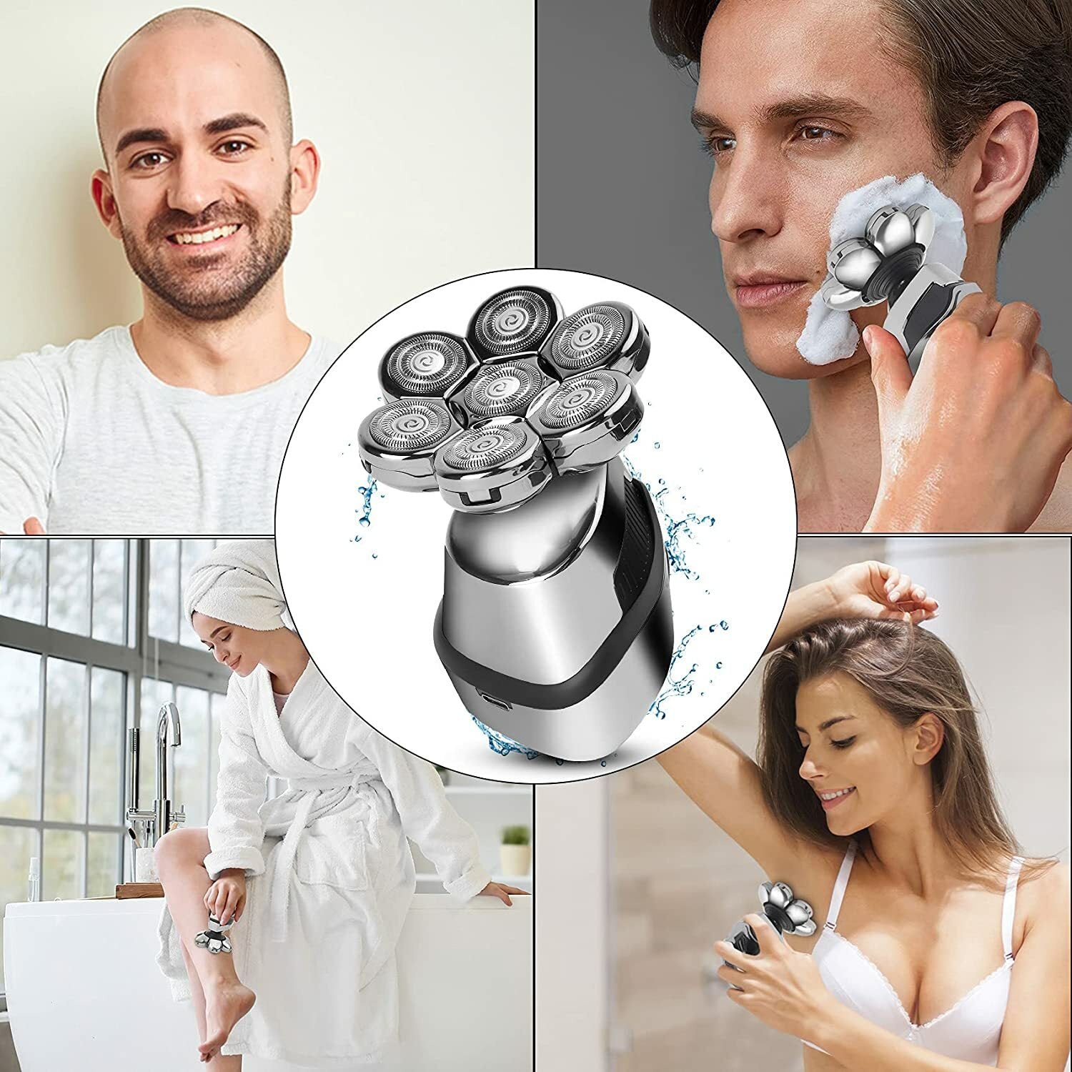 Men'S Razor Rotary Waterproof Electric Shaver Pop-Up Trimmer Wet Dry Cordless US