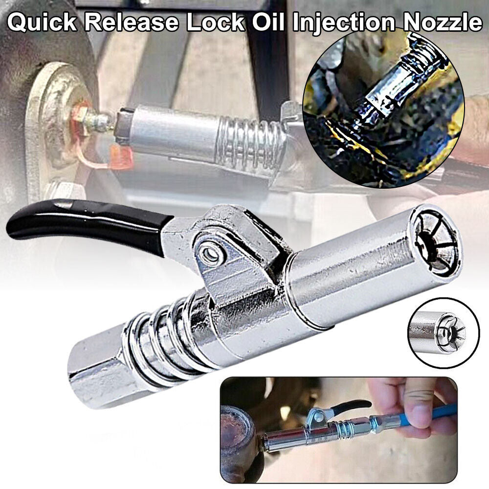10000PSI Grease Gun Coupler Quick Release Lock Oil Injection Nozzle Professional