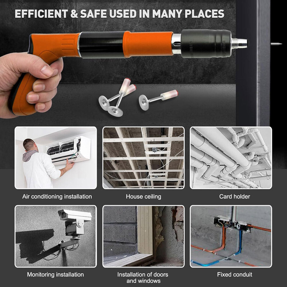 Nail Gun Powerful Concrete Air Nailer Wall Fastening Tool + 50PCS round Nails US