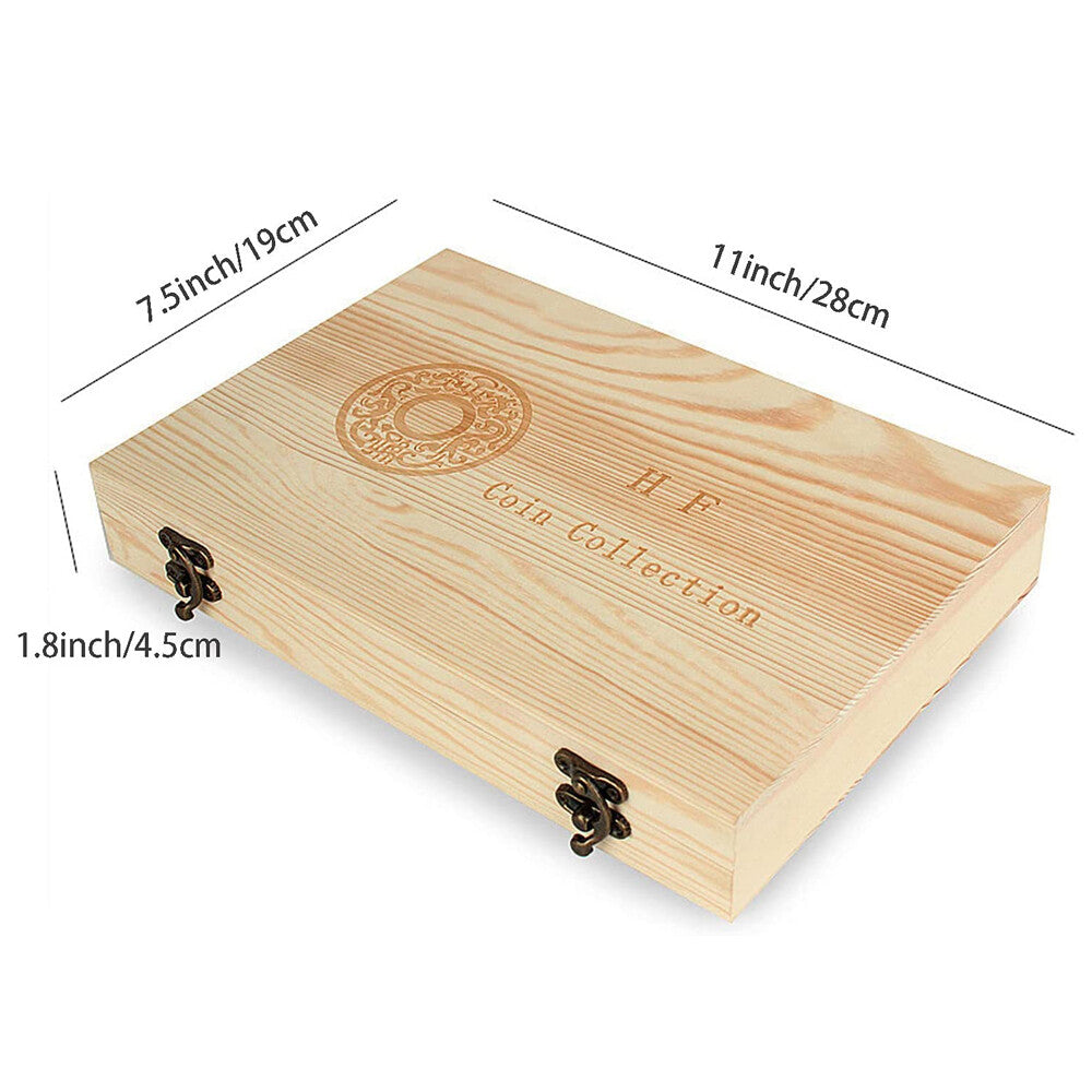 100PCS Coin Capsules with Foam Gasket Holder Case Wooden Storage Case Collection