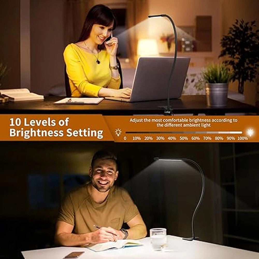Eye-Caring LED Desk Lamp Adjustable Swing Arm Lamp with Clamp Reading Desk Light