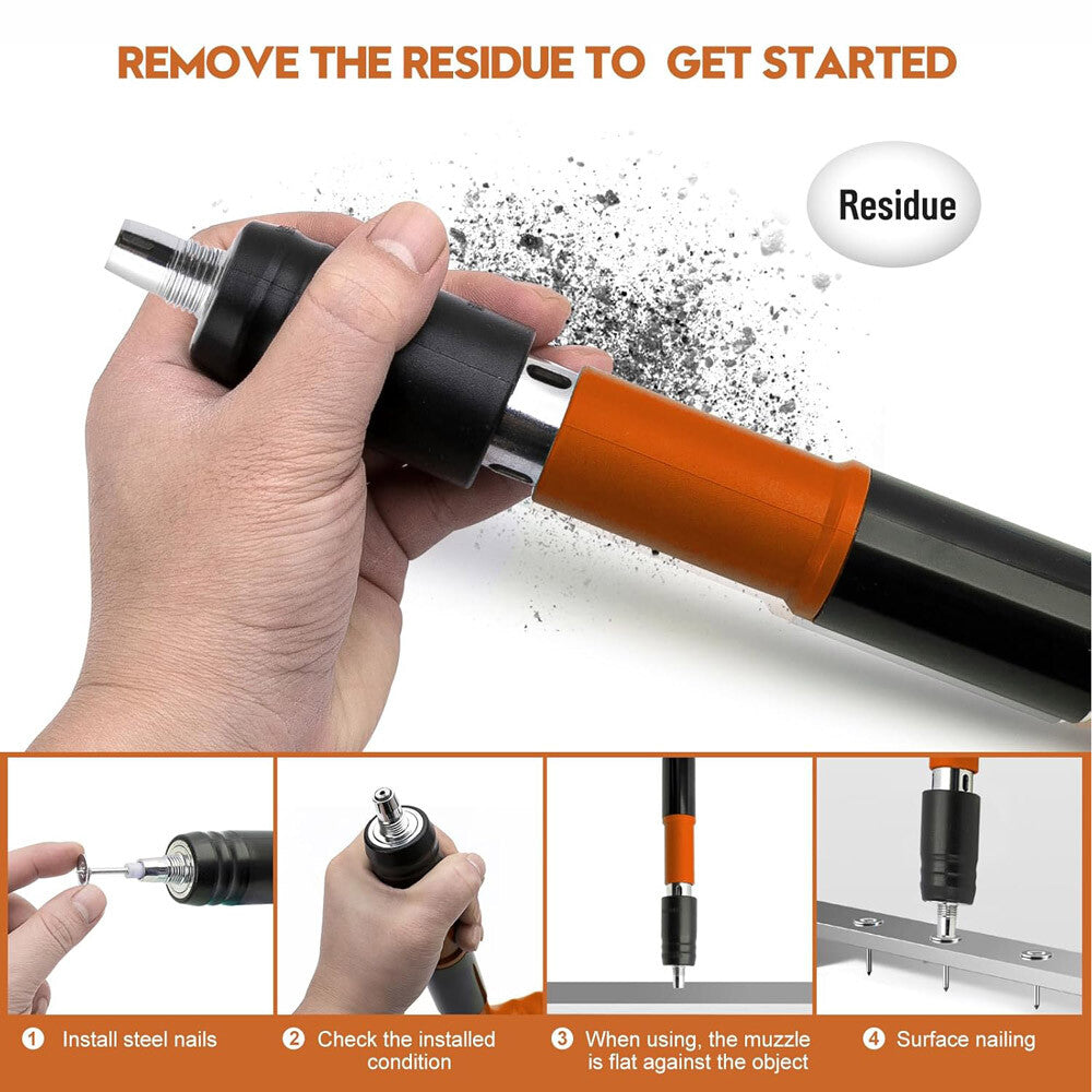 Nail Gun Powerful Concrete Air Nailer Wall Fastening Tool + 50PCS round Nails US