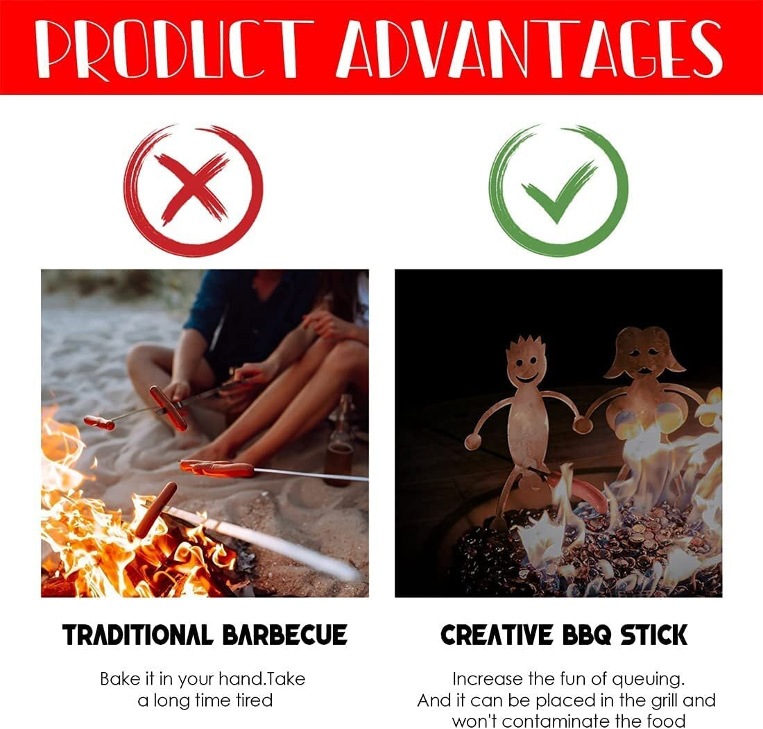 2023 BBQ Sticks Fork Barbeque Roasting Campfire Hot Dog Boys Girls Marshmallow