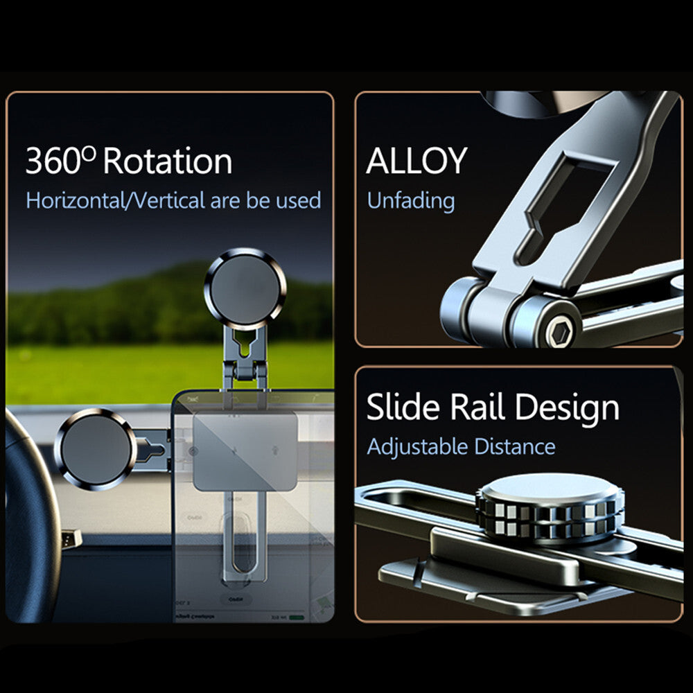 360° Rotation Magnetic Phone Holder Foldable Car Mount Stand Dashboard Universal