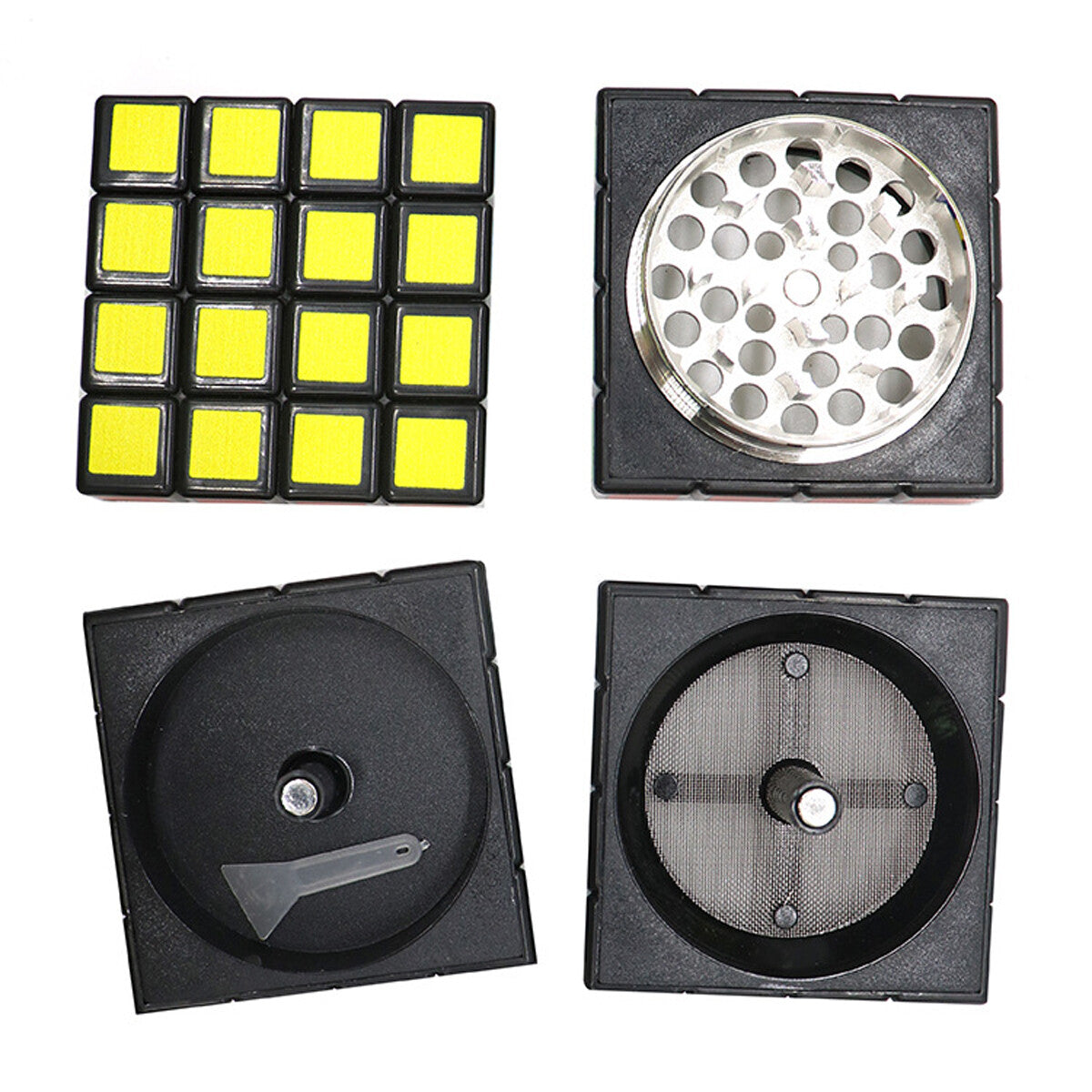 New 2.3" 4 PC Cube Shape Aviation Tobacco Herb Spice Grinder Smoke Crusher US