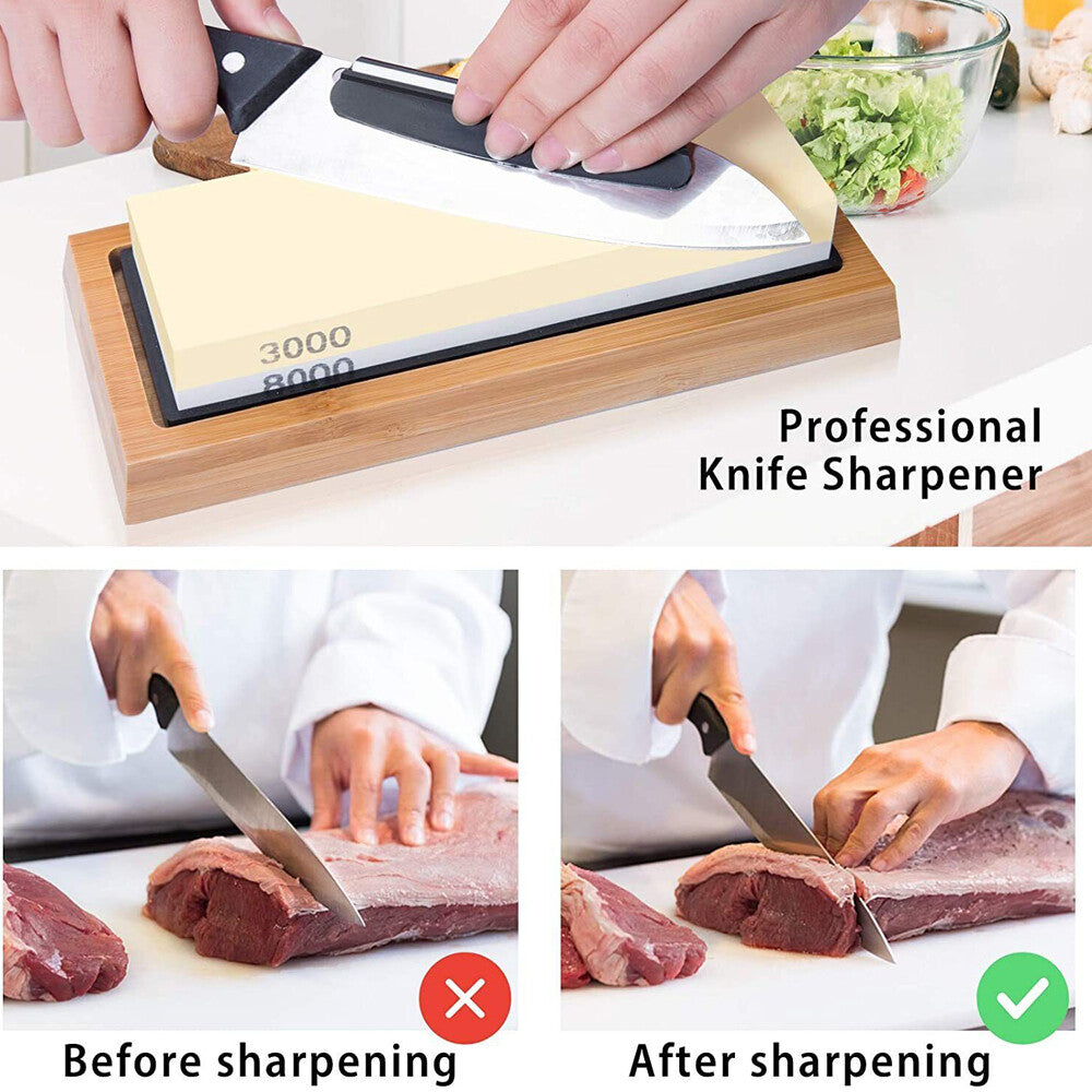 Knife Sharpening Stone Set Professional Whetstone 4 Side Grit 400/1000 3000/8000