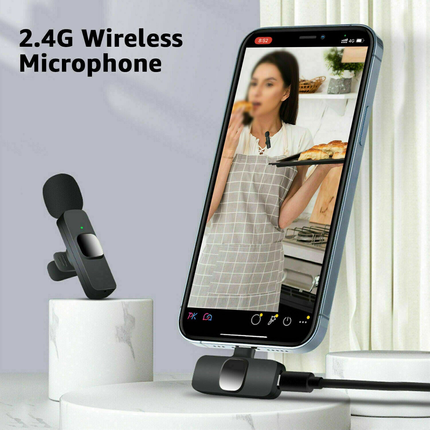 Lavalier Microphone Wireless Audio Video Recording Mini Mic for Android Iphone