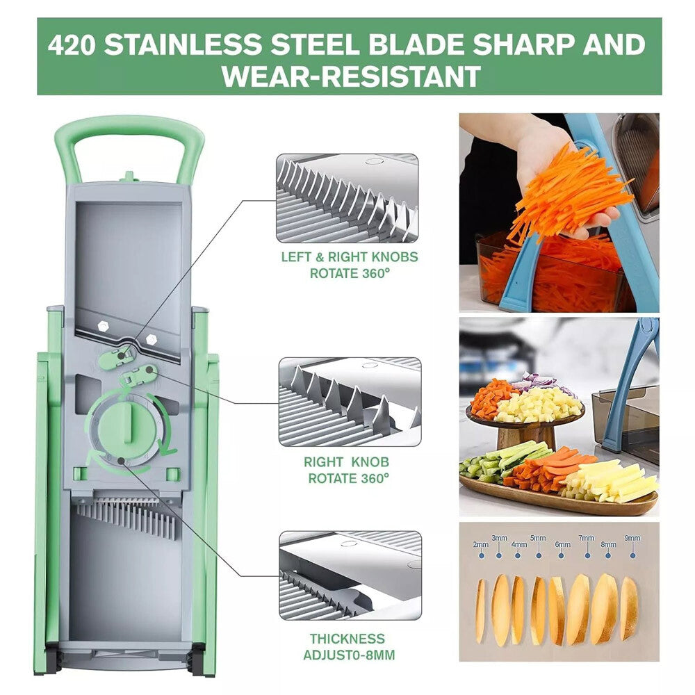 5 in 1 Vegetable Chopper Safe Mandoline Slicer Food Potato Cutter Adjustable US