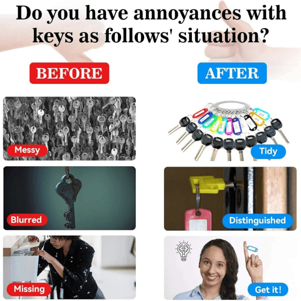 50PCS Key Tags Plastic W/ Split Ring Luggage Fobs ID Card Name Label Keychain US