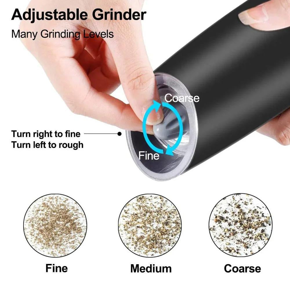 Automatic Blue LED Gravity Electric Salt Pepper Grinder Mill Shakers Adjustable