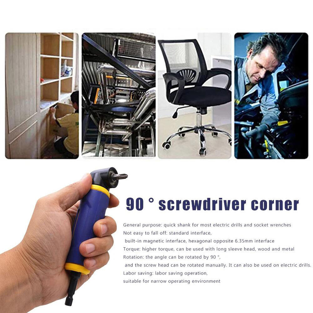 Extension Screwdriver Socket Adapter 90 Degree Right Angle Drill Attachment Tool
