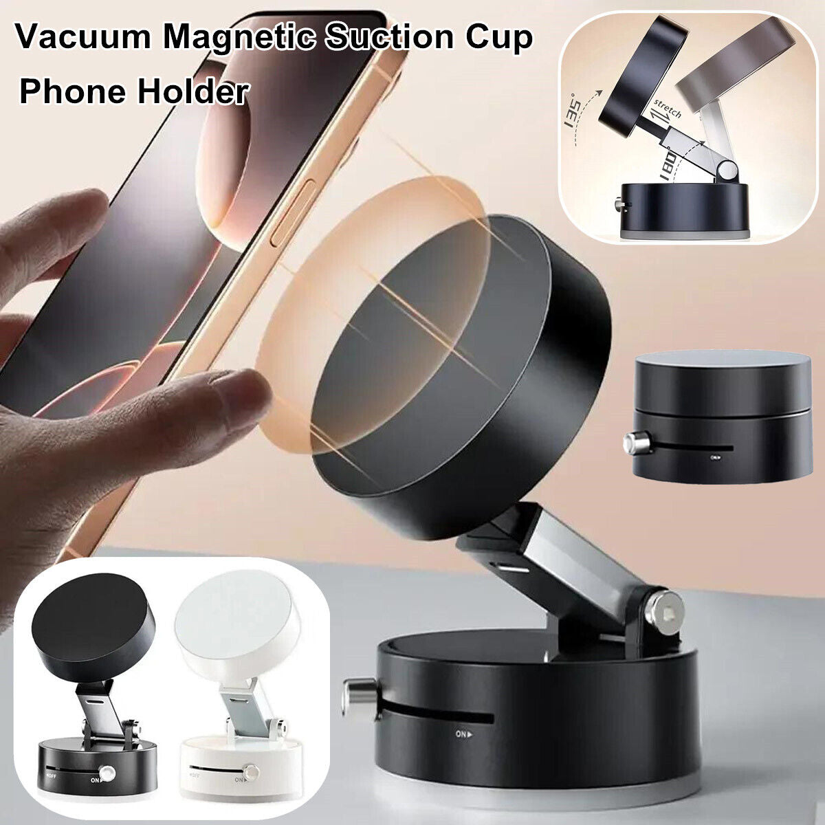 360 Vacuum Strong Magnetic Phone Holder Suction Cup Car Stand Foldable Car Mount